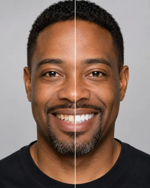Before-and-after smile simulation on a model photo