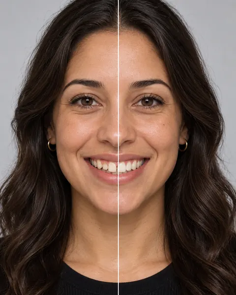 Before-and-after smile simulation on a model photo
